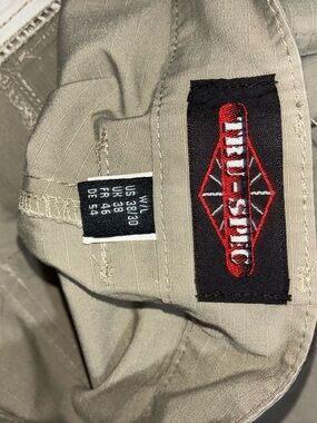 Red Engine Graphic Patch on Beige/Tan Pants